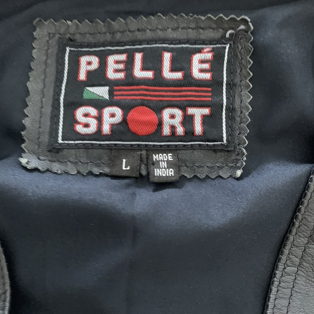 Vintage Pelle Sport Wyoming Leather Biker Vest Mens L Black Snap Up Waistcoat - Picture 2 of 8